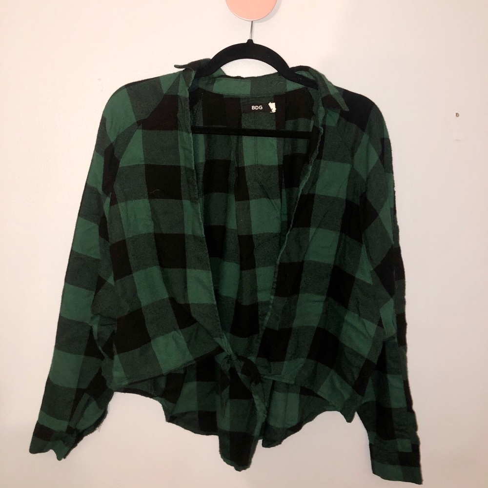 UO Courtney Tie-Front Flannel Top